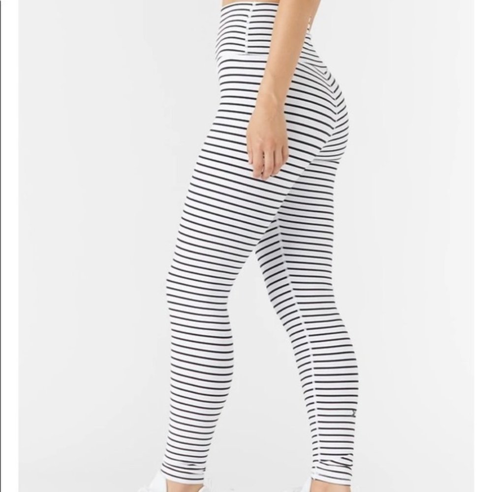 Glyder High Power White/Black Striped Leggings